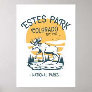 Estes Park Colorado Nationalpark Elch Sonnenunterg Poster