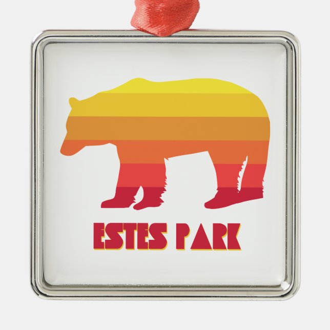 Estes Park Colorado Rainbow Bear Ornament Aus Metall (Vorne)