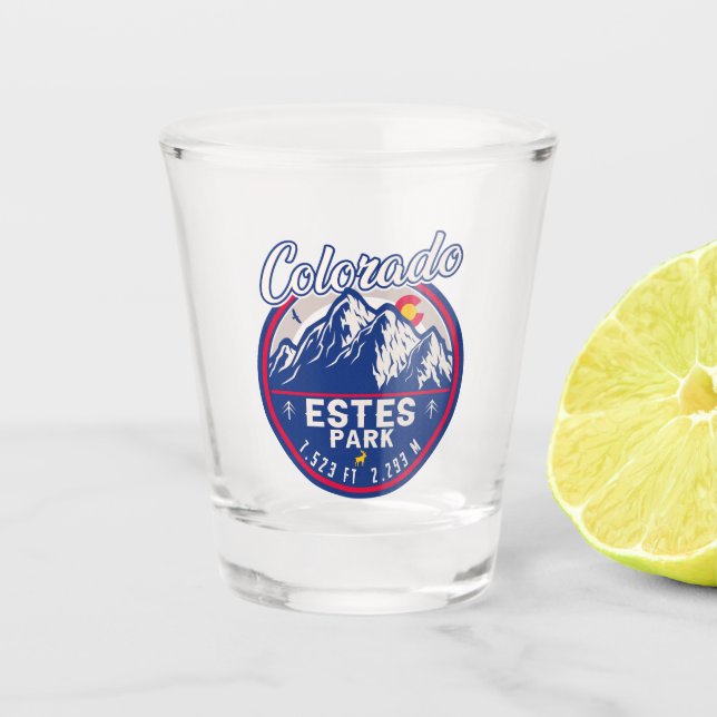 Estes Park Colorado Souvenirs - Wandern Camping Schnapsglas (Vorderseite)