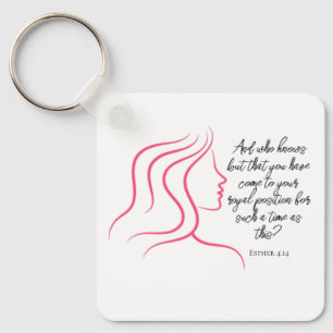 Esther 4:14 Bibel Verse Rosa Silhouette Schlüsselanhänger