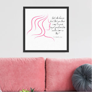 Esther 4:14 Bibelvers Pink Silhouette Leinwanddruck