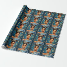 Esther Blue Purim Wrapping Paper