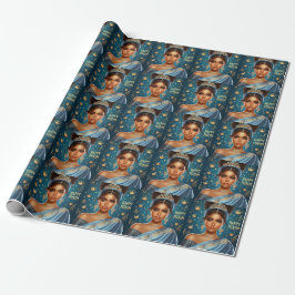 Esther Blue Purim Wrapping Paper Geschenkpapier