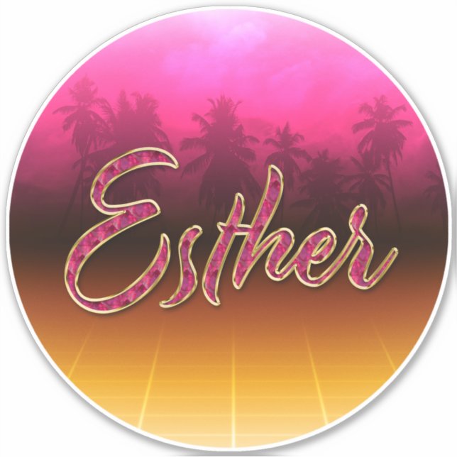 Esther Prénom Golden Pink Autocollants (Devant)