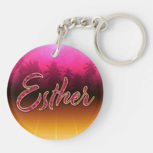 Esther prénom Golden rose Porte-clés