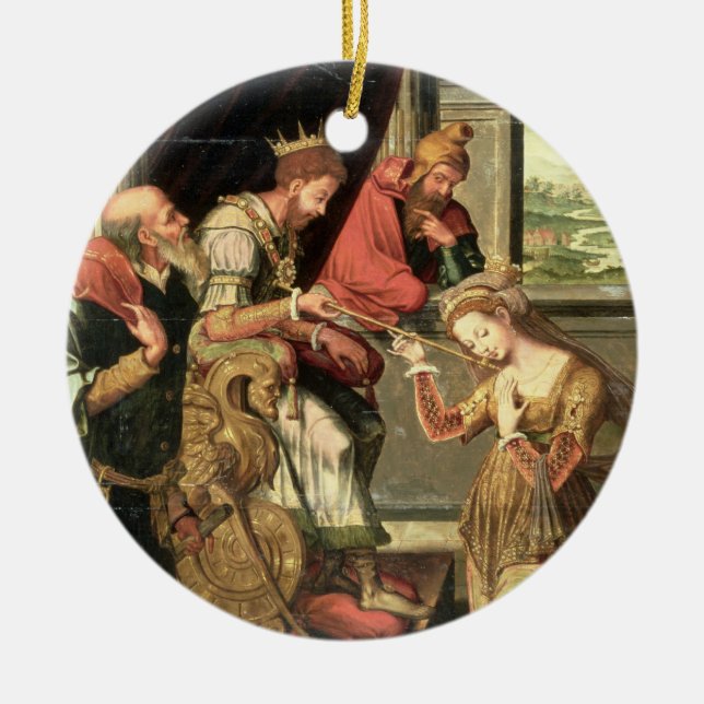 Esther vor König Ahasuerus mit Haman, das gesendet Keramikornament (Vorne)