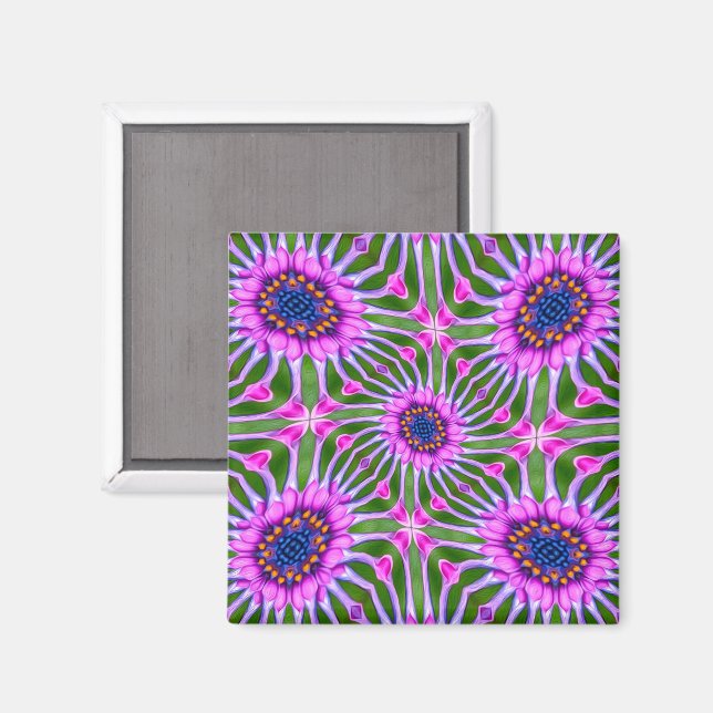 Esthetic Daisy Pattern Magnet (Vorderseite/Rückseite)