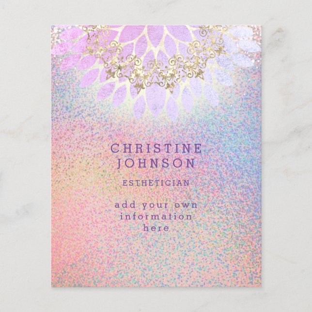 Esthetician falsch Rainbow Colors Glitter Flyer (Vorne)