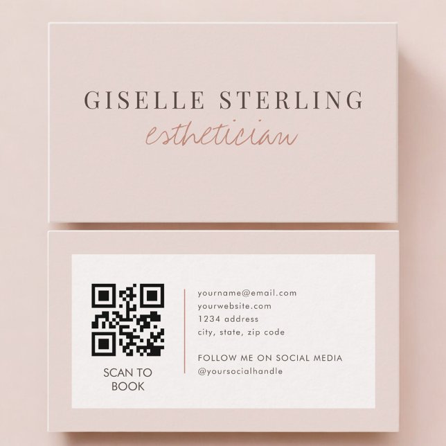 Esthetician QR Code Blush Pink  Visitenkarte (Von Creator hochgeladen)