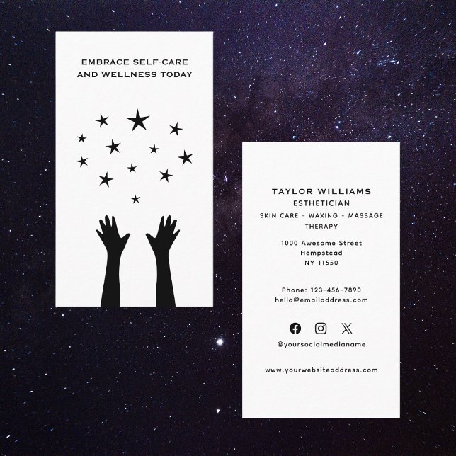 Esthetician Skincare Hands Stars Spaß Social Media Visitenkarte (Von Creator hochgeladen)