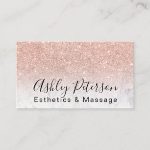 Esthetics Massage Skript Marmor Rose Gold Glitzer Visitenkarte
