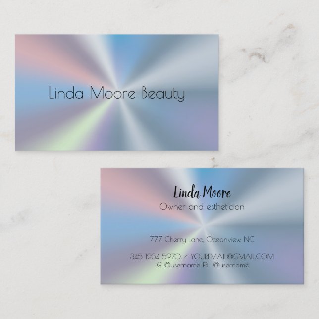 Esthetiker Beauty Hologram Visitenkarte (Vorne/Hinten)