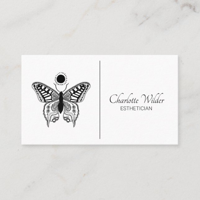 Esthetische Skincare-Butterfly-Logo Visitenkarte (Vorderseite)