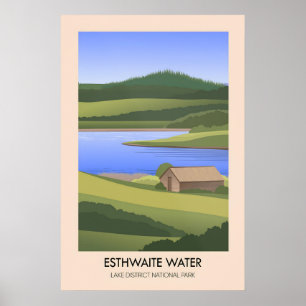Esthwaite Water, Affiche de voyage dans le Lake Di