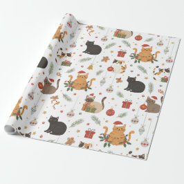 estive Meowy Christmas Cat Pattern Gift Geschenkpapier