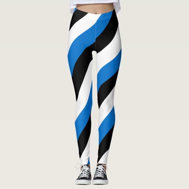 Estland - Farben für die Flagge - Diagonal gestric Leggings (Vorderseite)