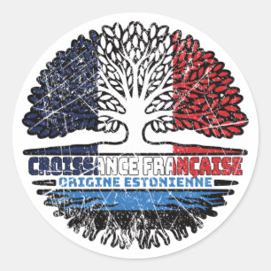 Estland Französisch-Frankreich-Tree-Roots-Flag Runder Aufkleber