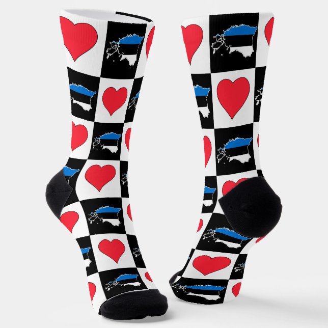 Estland Herz-Muster Estland National Flag Karte Socken (Gewinkelt)