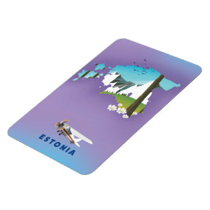 Estland Illustriertes touristisches Plakat Magnet