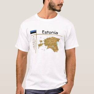 Estland Karte + Flagge + Titel T-Shirt