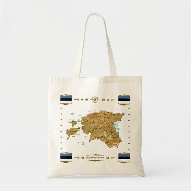 Estland-Karte + Flaggen-Tasche Tragetasche (Vorne)