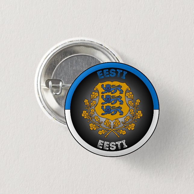 Estland Wappen Kreisform  Button (Vorne & Hinten)