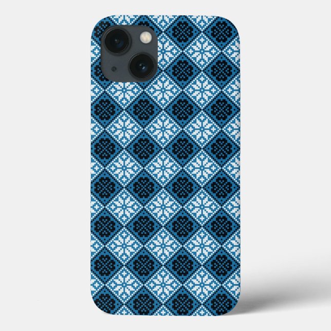 Estnisch Blau Schwarz und Weiß Mitten Muster Case-Mate iPhone Hülle (Rückseite)