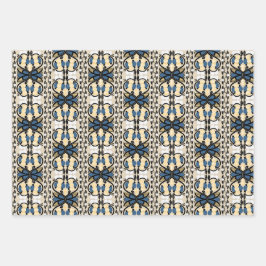 Estnisch blaue und gelbe Blumenkunst Geschenkpapier Set