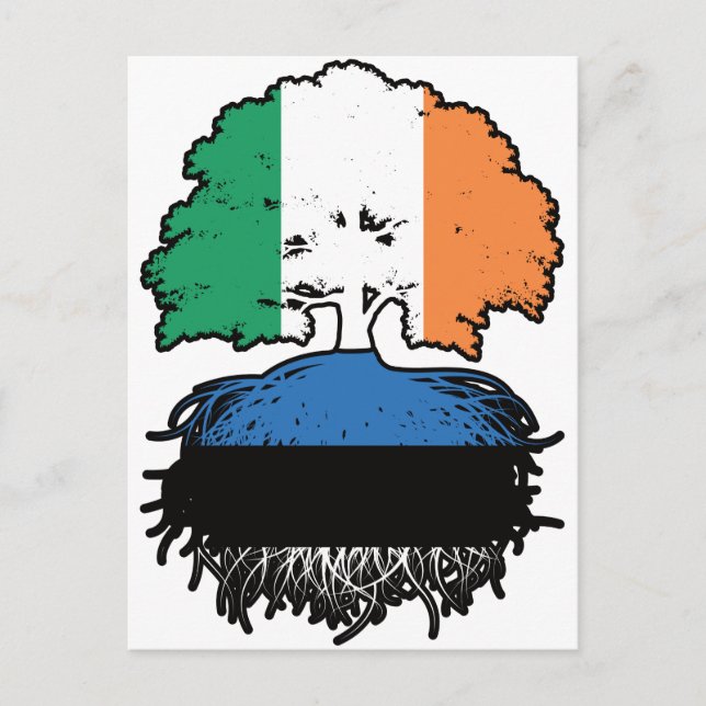 Estnisch Irish Ireland Tree Roots Flag Postkarte (Vorderseite)