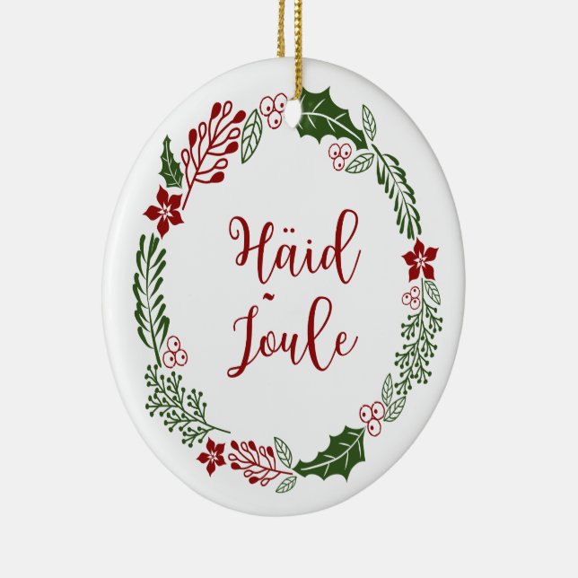 Estnisch Merry Christmas Wreath, Häid jõule Keramik Ornament (Rechts)