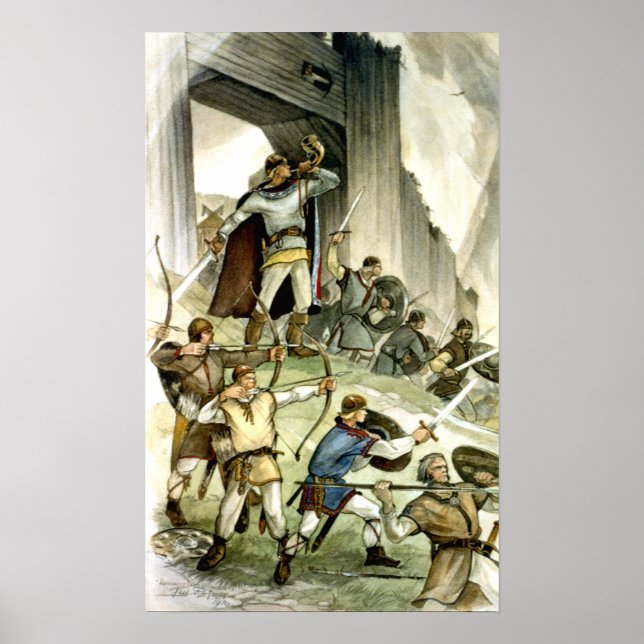 Estnisch Viking Battle - Wasserfarbe Poster (Vorne)