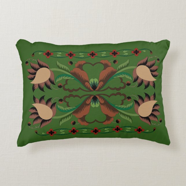 Estnisch Vintage Volkskunst Blumendesign Dekokissen (Vorderseite)