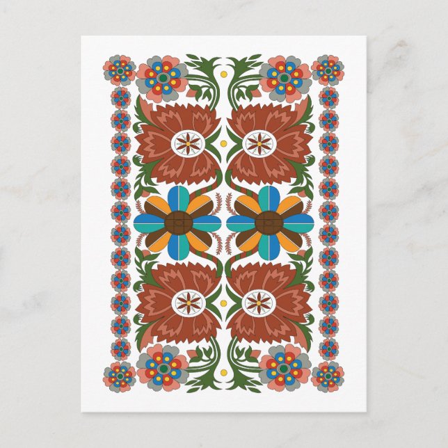 Estnisch Vintage Volkskunst Blumenmuster Postkarte (Vorderseite)