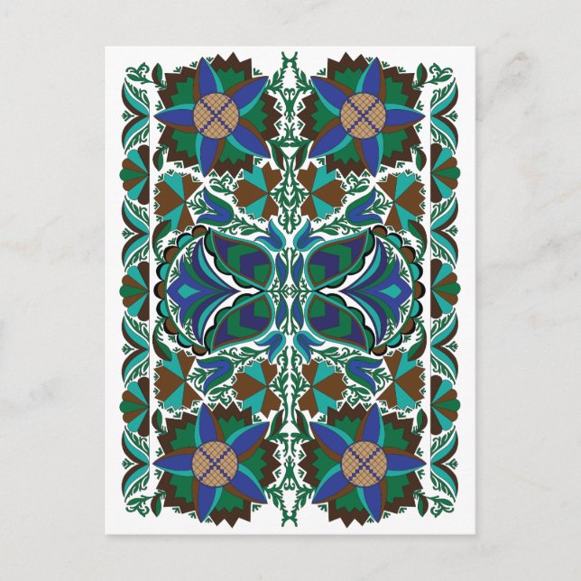 Estnisch Vintage Volkskunst mit Blume Postkarte (Vorderseite)