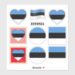Estnische Aufkleber und estnische Flagge, Herz/Spo