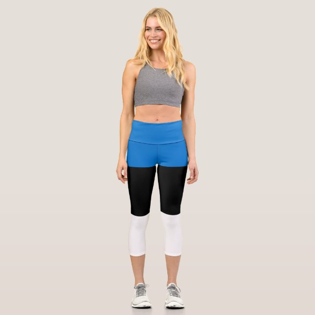 Estnische Flagge Capri Leggings (Vorderseite)