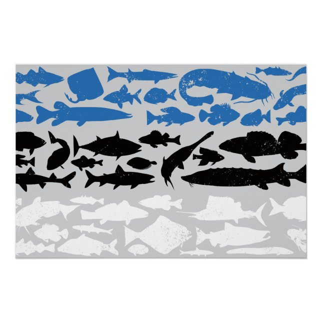 Estnische Flagge - Fischereidesign Poster (Vorderseite)