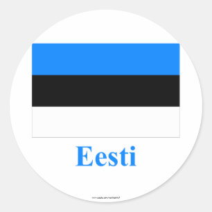 Estnische Flagge mit Namen in estnischer Sprache Runder Aufkleber