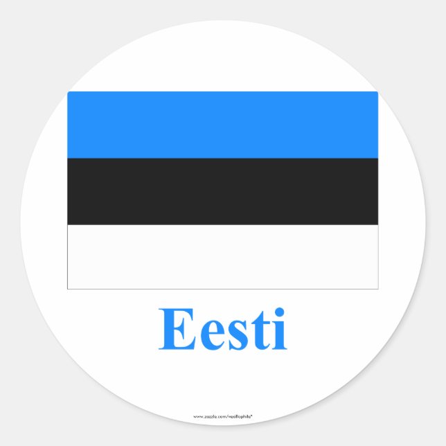 Estnische Flagge mit Namen in estnischer Sprache Runder Aufkleber (Vorderseite)