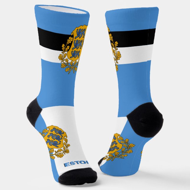 Estnische Flagge Patriotisch, Nachhaltig Estland Socken (Gewinkelt)