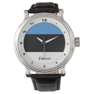 Estnische Flagge und estnische trendige Mode /desi Armbanduhr