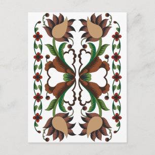 Estnische Vintage-Volkskunst-Blumengestaltung Postkarte