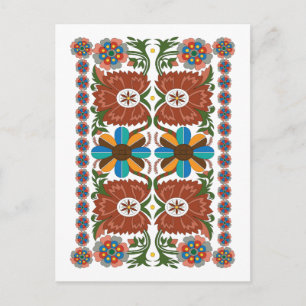 Estnische Vintage-Volkskunst-Blumenmuster Postkarte