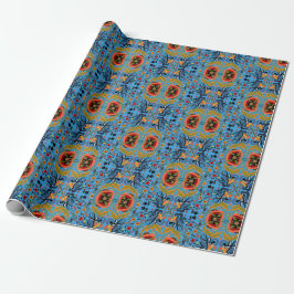 Estnische Volkskunst-Multicolor-Blumenmuster Geschenkpapier