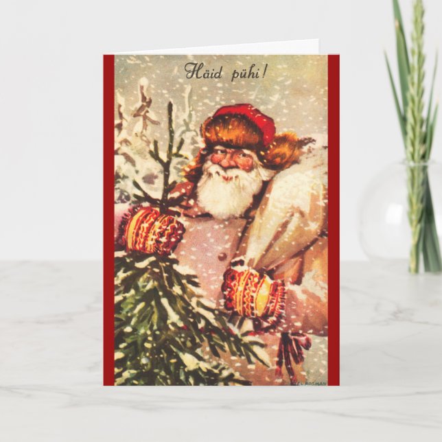 Estnische Weihnachtsmann-Weihnachtskarte Feiertagskarte (Vorderseite)