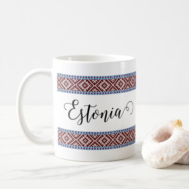 Estnisches Pick-up 2 Woven Belts Muster Kaffeetasse (Mit Donut)