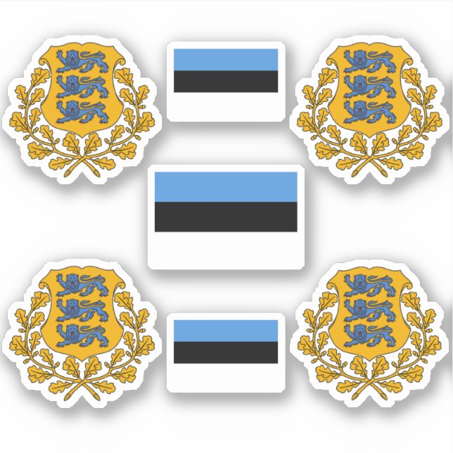 Estnisches Wappen und Flaggenaufkleber Aufkleber (Vorderseite)