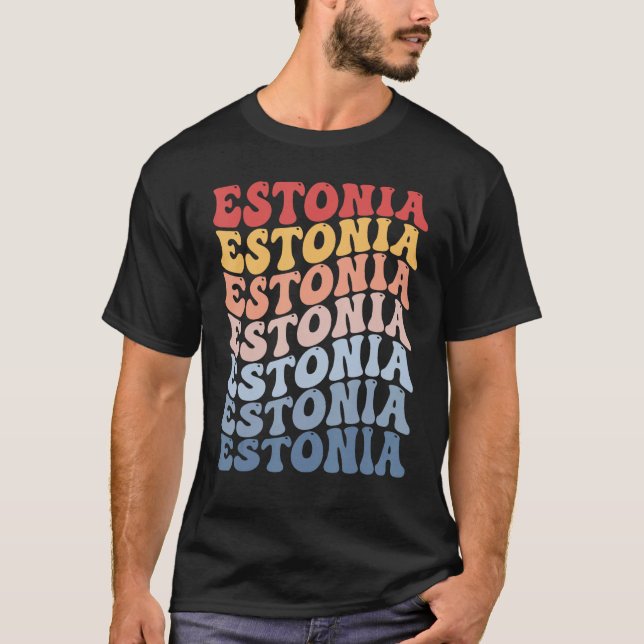 Estonia Groovy Retro Estonian T-Shirt (Vorderseite)