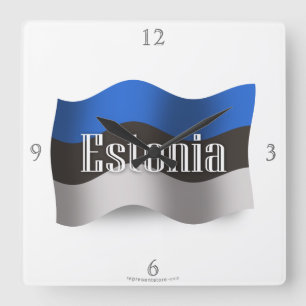 Estonia Waving Flag Quadratische Wanduhr