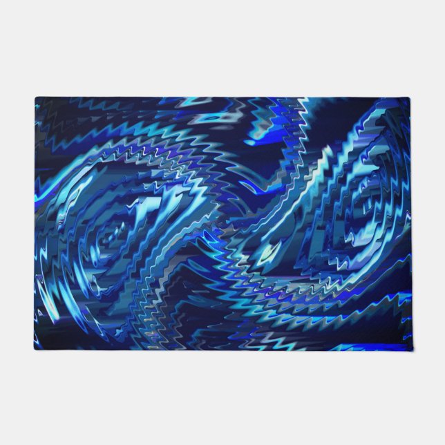 Estrela azul ondulada com traçados em ziguezague fußmatte (Vorderseite)